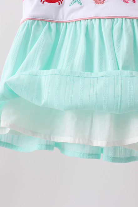 Green Marine Embroidered Jacquard Bloomer Set