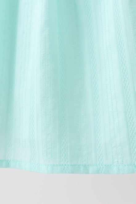 Green Marine Embroidered Jacquard Dress