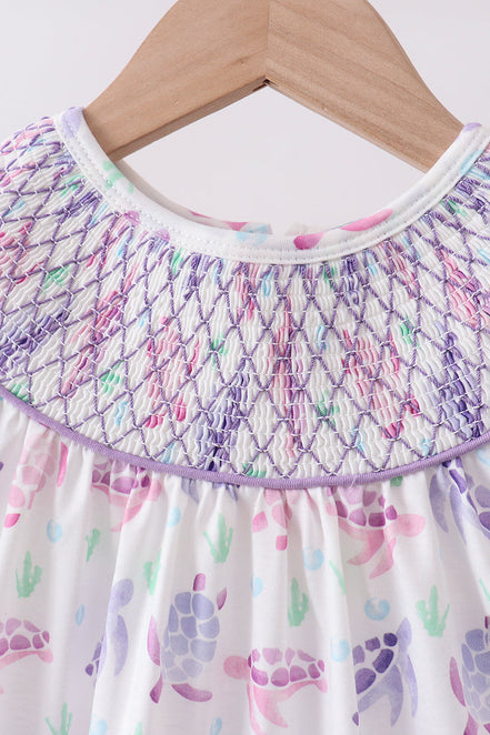 Purple Sea Turtle Smocked Set