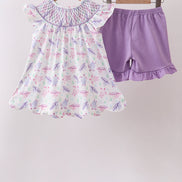 Purple Sea Turtle Smocked Set