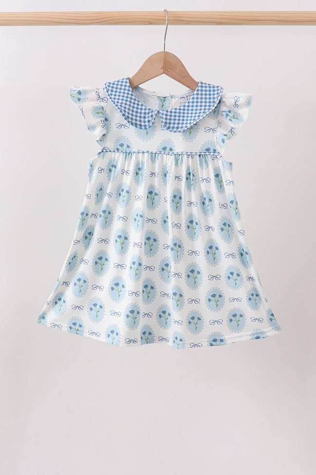 Blue Retro Floral Dress