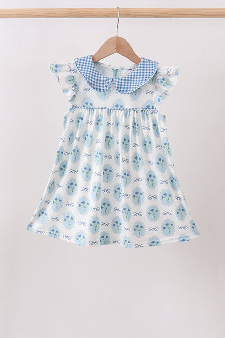 Blue Retro Floral Dress