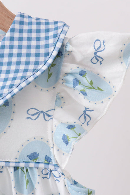 Blue Retro Floral Dress