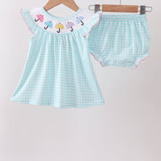 Blue Umbrella Smocked Bloomer Set