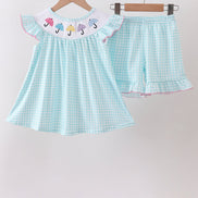 Blue Umbrella Smocked Set