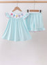 Blue Umbrella Smocked Set