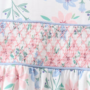 Blue Floral Smocked Ruffle Set
