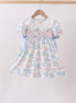 Blue Floral Smocked Dress