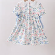 Blue Floral Smocked Dress