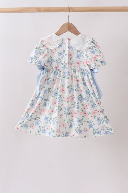 Blue Floral Smocked Dress