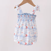 Blue Sailboat Smocked Bubble