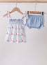 Blue Sailboat Smocked Bloomer Set