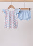 Blue Floral Bow Bloomer Set
