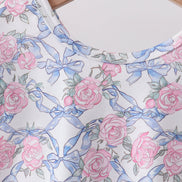 Blue Floral Bow Bloomer Set