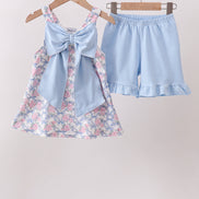 Blue Floral Bow Set