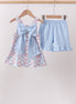 Blue Floral Bow Set