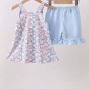 Blue Floral Bow Set