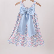 Blue Floral Bow Dress