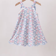 Blue Floral Bow Dress