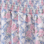 Blue Floral Smocked Women Dress