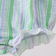 Green Stripe Smocked Bow Seersucker Bubble