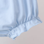 Green Stripe Smocked Bow Seersucker Bloomer Set