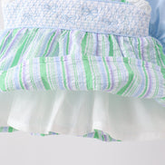 Green Stripe Smocked Bow Seersucker Bloomer Set