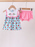 Blue Strawberry Embroidered Bow Bloomer Set