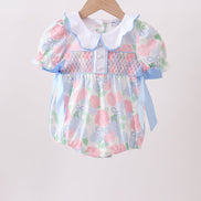 Blue Hydrangea Smocked Pearl Bubble