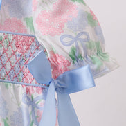Blue Hydrangea Smocked Pearl Bubble