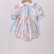 Blue Hydrangea Smocked Pearl Bubble