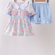 Blue Hydrangea Smocked Pearl Set