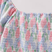 Blue Hydrangea Smocked Women Dress