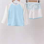 Blue Plaid UPF Swim Set