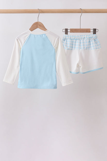 Blue Plaid UPF Swim Set