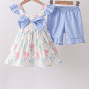 Blue Hydrangea Ruffle Bow Set