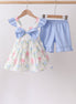 Blue Hydrangea Ruffle Bow Set