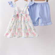 Blue Hydrangea Ruffle Bow Set