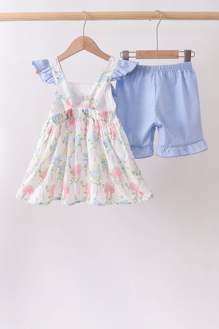 Blue Hydrangea Ruffle Bow Set