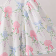 Blue Hydrangea Bow Women Dress