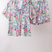 Pink Floral Bamboo Pajamas Women Set