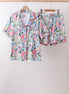 Pink Floral Bamboo Pajamas Women Set