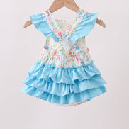 Blue Floral Ruffle Bubble