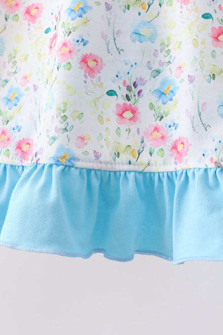 Blue Floral Ruffle Set