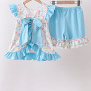 Blue Floral Ruffle Set
