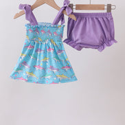 Blue Shark Smocked Bloomer Set