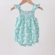 Sage Floral Smocked Bubble
