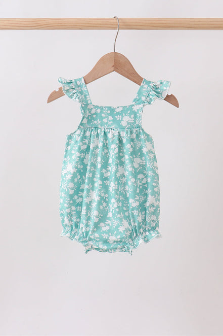Sage Floral Smocked Bubble