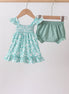 Sage Floral Smocked Bloomer Set