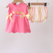 You're my sunshine Embroidered Bow Stripe Bloomer Set